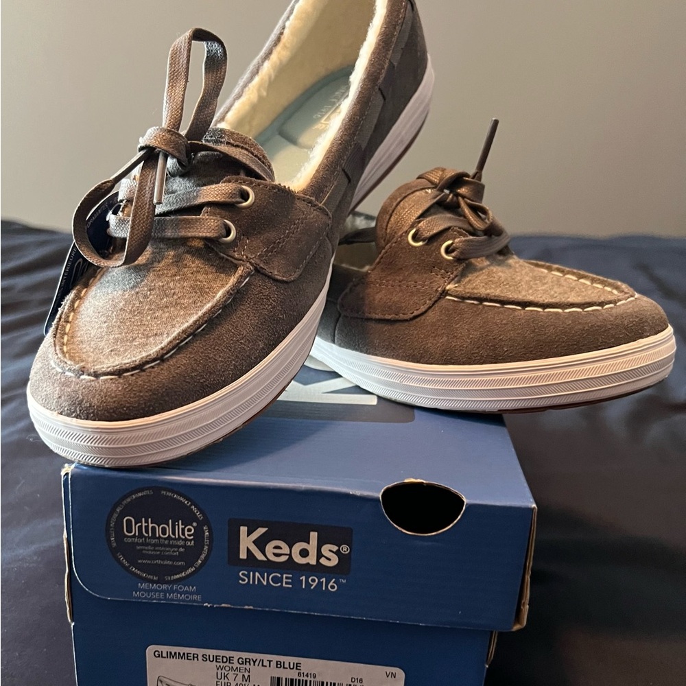 Keds Women’s Gray Suede Lace-Up Sneakers